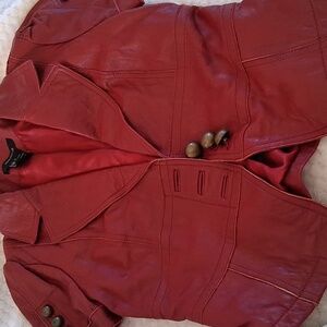Arden B Women's Red Leather Jacket M Short Sleeve